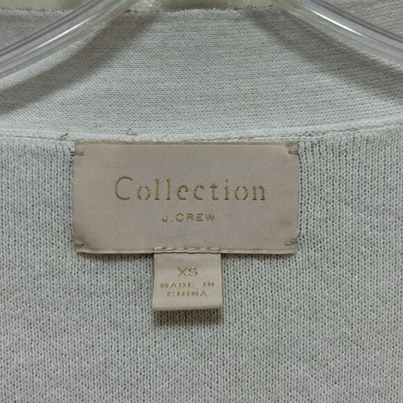 J. Crew Collection - Double-Knit Sparkle Long Cardigan Sweater - Size XS, Silver - Picture 13 of 17